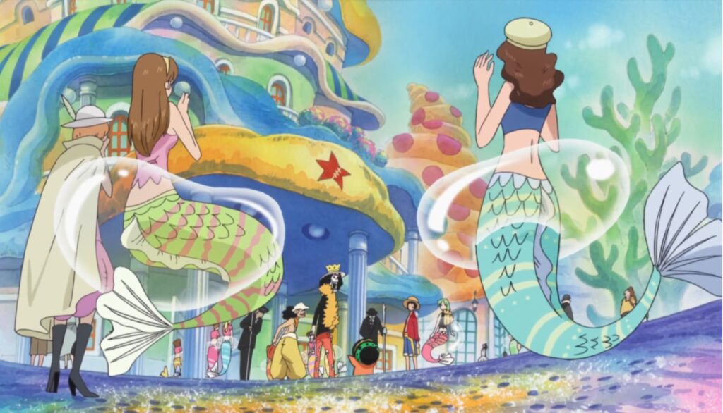 One Piece The FIsh Man Island is the first place Straw hats visit after the Time-skip.