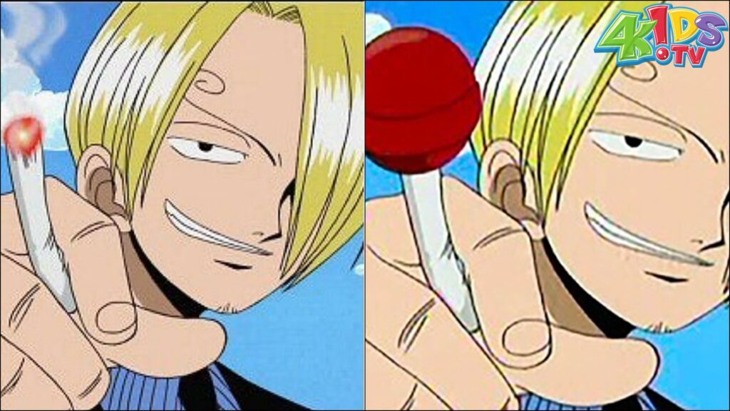 One Piece Sanji smoking is censored in the 4Kids Version of the anime.