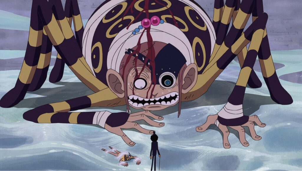 One Piece Brook used the Arrow Notch Cut to cut a giant spider in half.