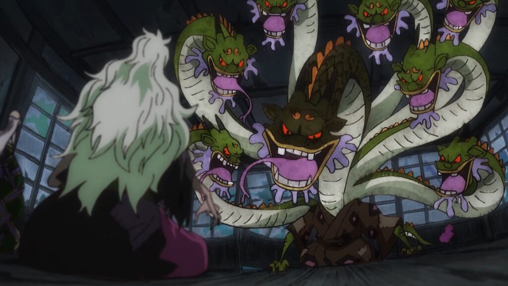 One Piece The Snake Snake Devil fruit allows the user to transform into a hydra.