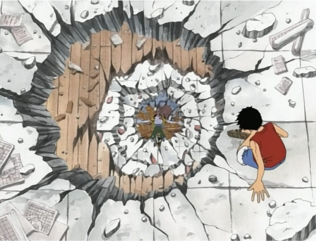 One Piece Luffy destroyed Arlong Park.