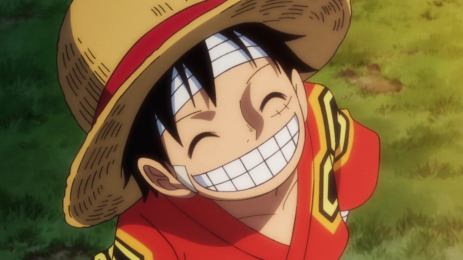 One Piece 1087 Luffy is smiling waving Marco Goodbye.