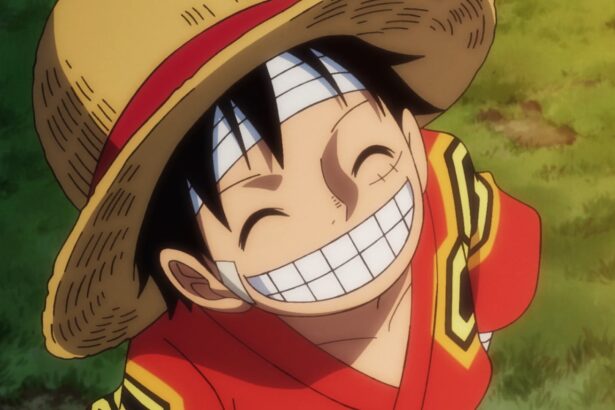 One Piece 1087 Luffy is smiling waving Marco Goodbye.