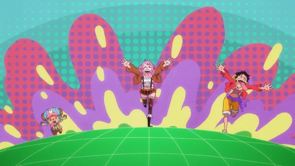 One Piece 1091 Bonney Luffy and Chopper are running for food.