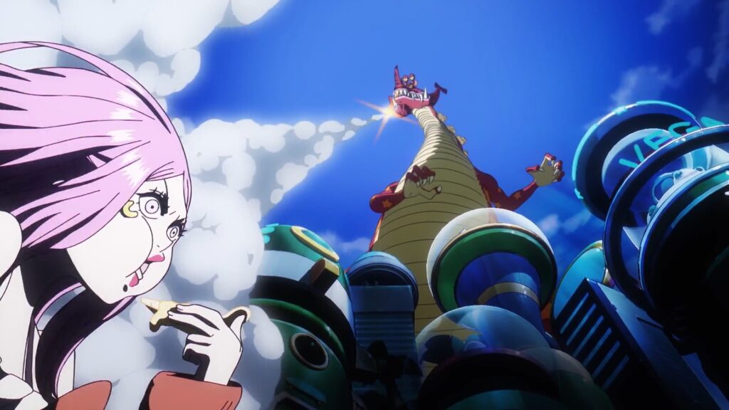 One Piece 1091 Atlas punched a virtual Dragon.