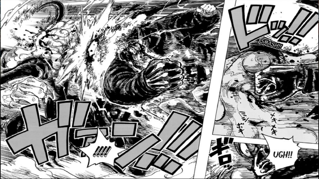 One Piece 1104 Kuma Landed a heavy blow onto Saturn Garcia.