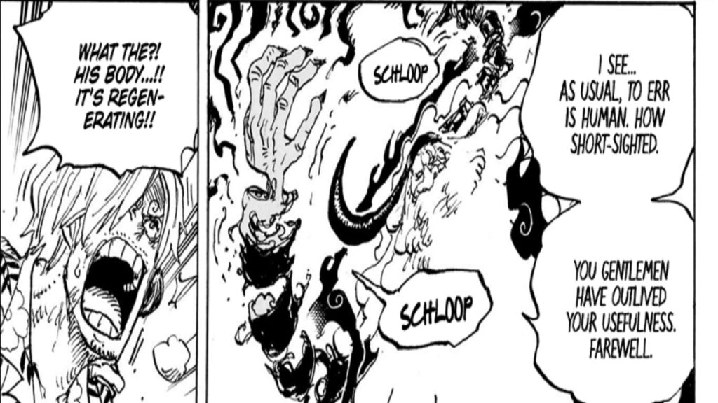 One Piece 1104 Garcia already regenerated from the damage inflected by Kuma.