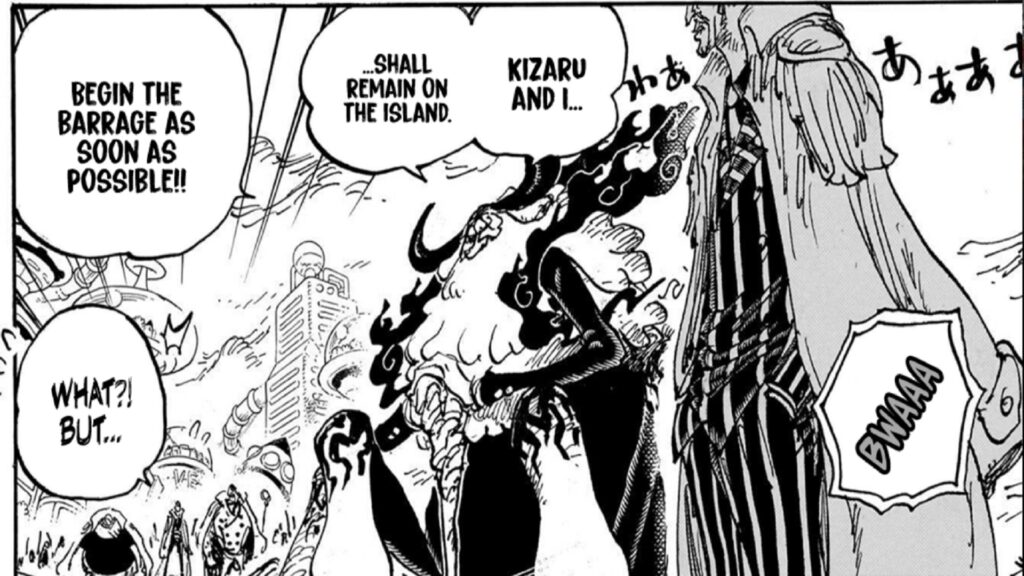 One Piece 1105 Saint Garcia and Kizaru remain on Egghead to supervise the Buster Call.