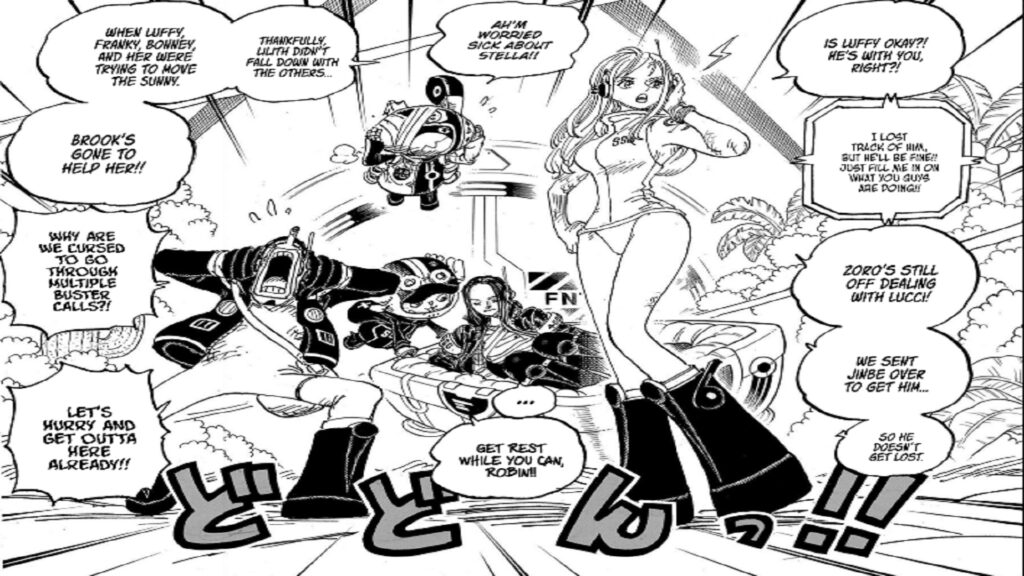One Piece 1105 Nami sent Jimbei to bring Zoro Back after he fought Lucci.