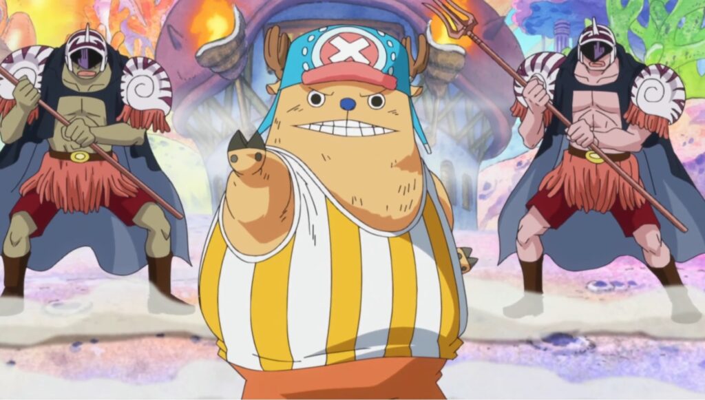 One Piece Tony Tony Chopper uses the Kung Fu Point to defeat Fish men.