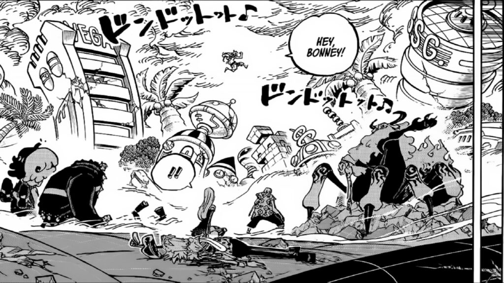 One Piece 1107 Bonney sees Luffy as the Sun God Nika in Gear 5.
