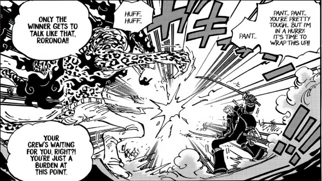 One Piece 1107 Zoro fights against an Awakened Devil Fruit Rob Lucci with ease.