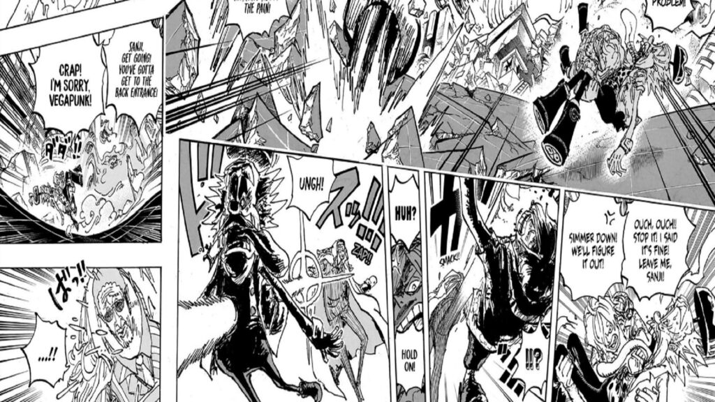 One Piece 1108 Vegapunk gets stabbed by Kizaru with a light sword.