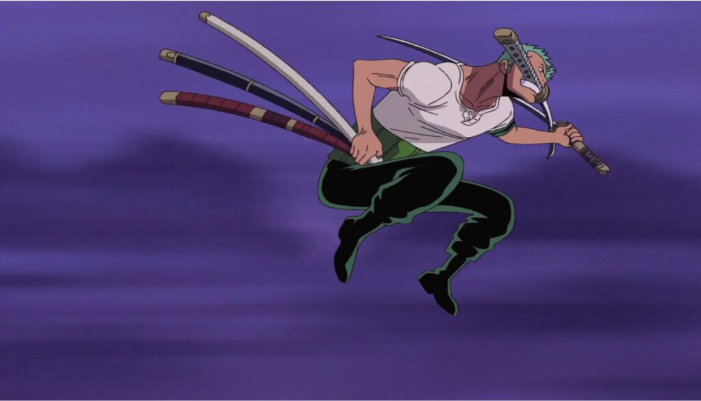 One Piece Zoro learnt from Mihawk how to use Haki with swords.